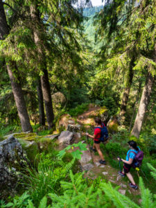 Hiking on the second valley path, narrow path on the Kandel Hiking on the second valley path, narrow path on the Kandel